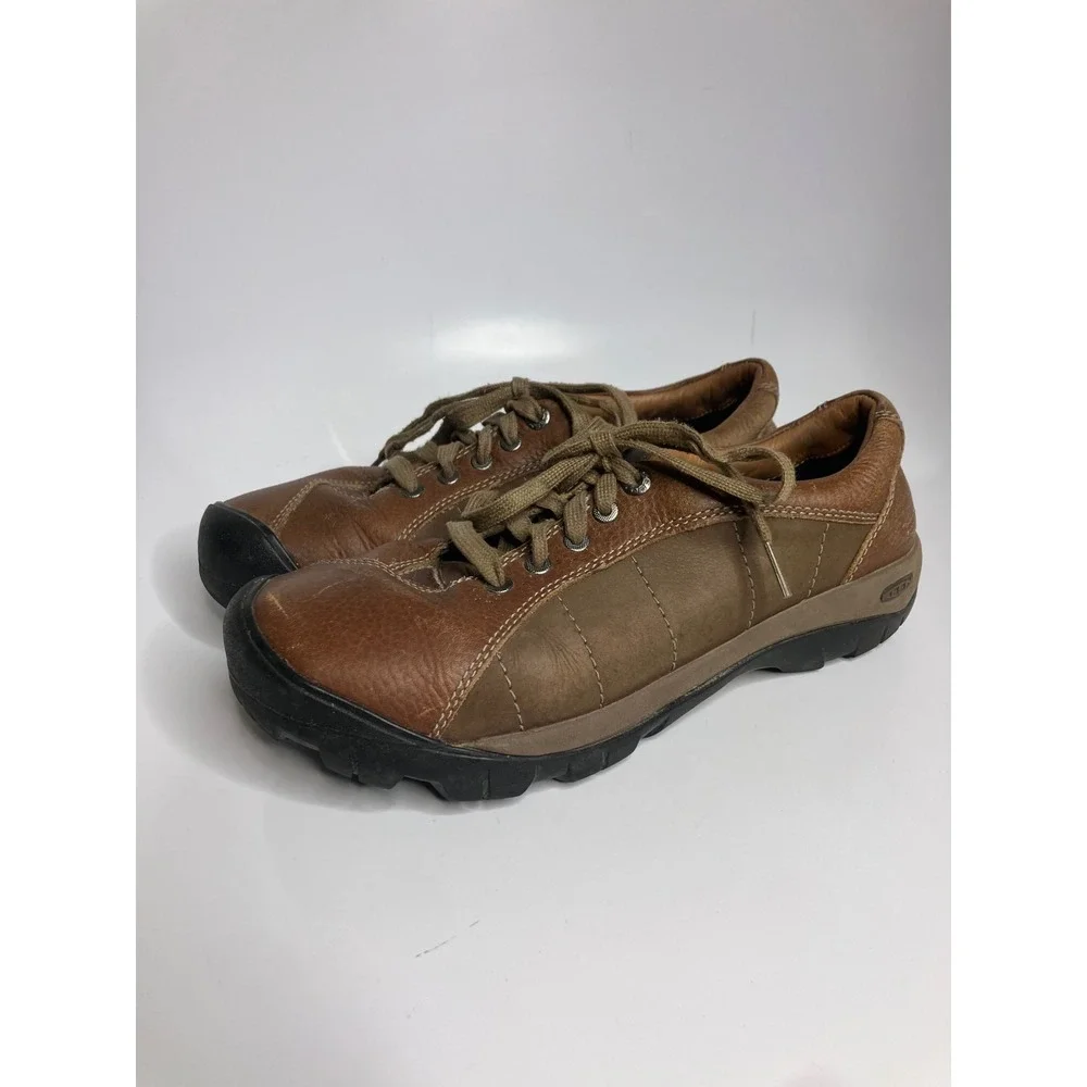 KEEN Presidio Walking Shoes Women 11 Brown Fair Leather Lace Up 1011401